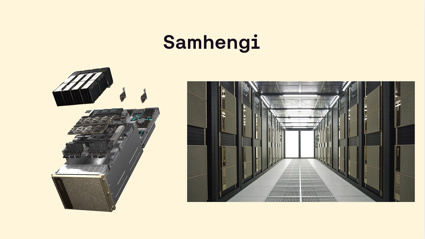 Nóða í gagnaveri tekin í sundur og gangur í gagnaveri NVIDIA